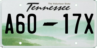 TN license plate A6017X