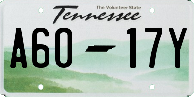 TN license plate A6017Y