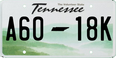 TN license plate A6018K
