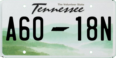 TN license plate A6018N
