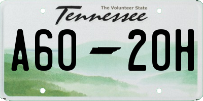 TN license plate A6020H