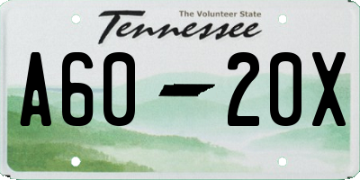 TN license plate A6020X