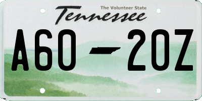 TN license plate A6020Z