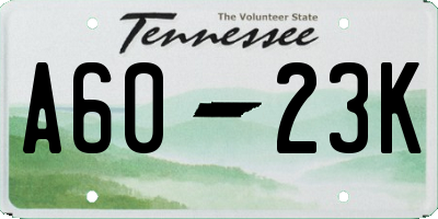 TN license plate A6023K