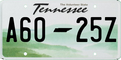 TN license plate A6025Z