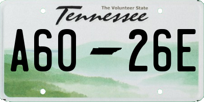 TN license plate A6026E