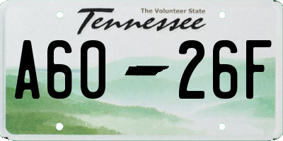 TN license plate A6026F