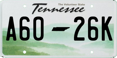 TN license plate A6026K