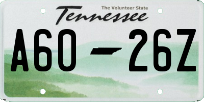 TN license plate A6026Z