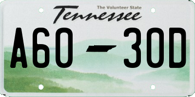 TN license plate A6030D