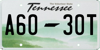 TN license plate A6030T
