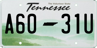 TN license plate A6031U
