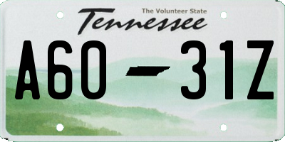 TN license plate A6031Z