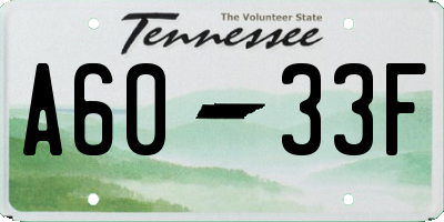 TN license plate A6033F