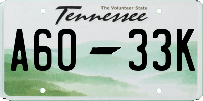 TN license plate A6033K