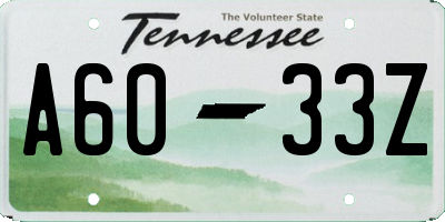 TN license plate A6033Z