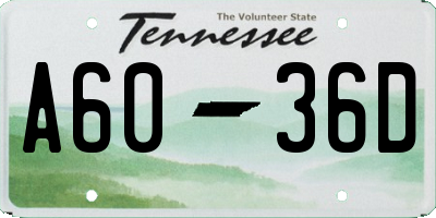 TN license plate A6036D