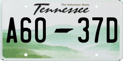 TN license plate A6037D