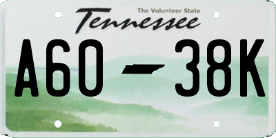 TN license plate A6038K