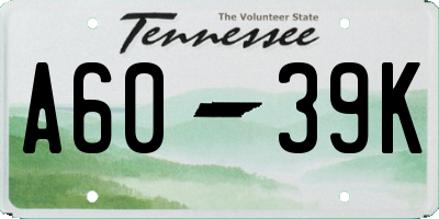 TN license plate A6039K