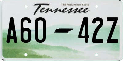 TN license plate A6042Z