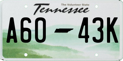 TN license plate A6043K