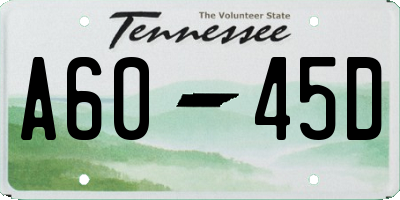 TN license plate A6045D