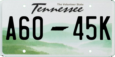 TN license plate A6045K