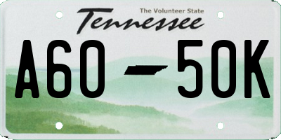 TN license plate A6050K