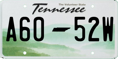 TN license plate A6052W