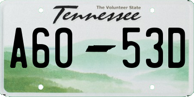 TN license plate A6053D