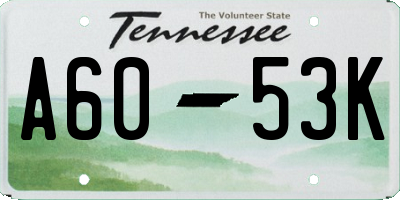 TN license plate A6053K
