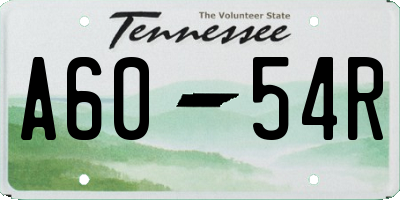 TN license plate A6054R