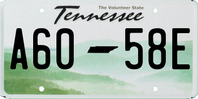 TN license plate A6058E