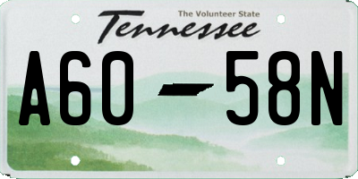 TN license plate A6058N