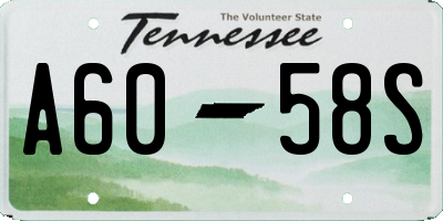 TN license plate A6058S