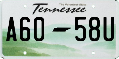 TN license plate A6058U