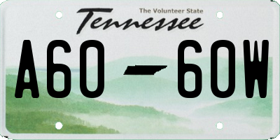 TN license plate A6060W
