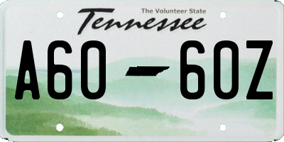 TN license plate A6060Z