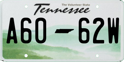 TN license plate A6062W