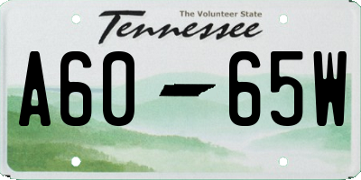 TN license plate A6065W