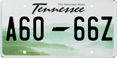 TN license plate A6066Z