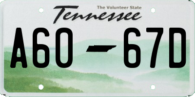 TN license plate A6067D
