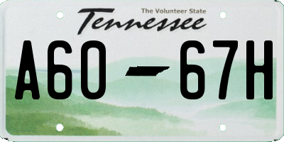 TN license plate A6067H