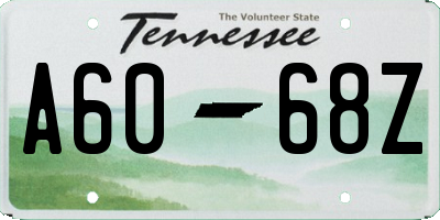 TN license plate A6068Z
