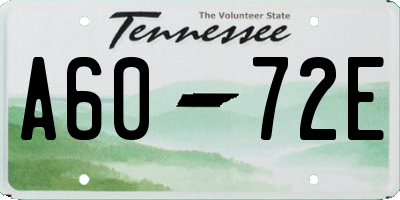 TN license plate A6072E