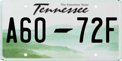 TN license plate A6072F