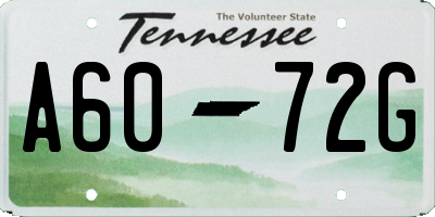 TN license plate A6072G