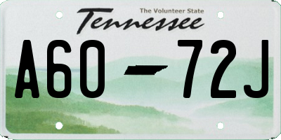 TN license plate A6072J