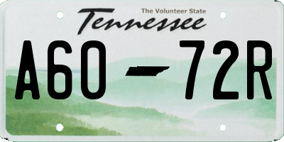TN license plate A6072R